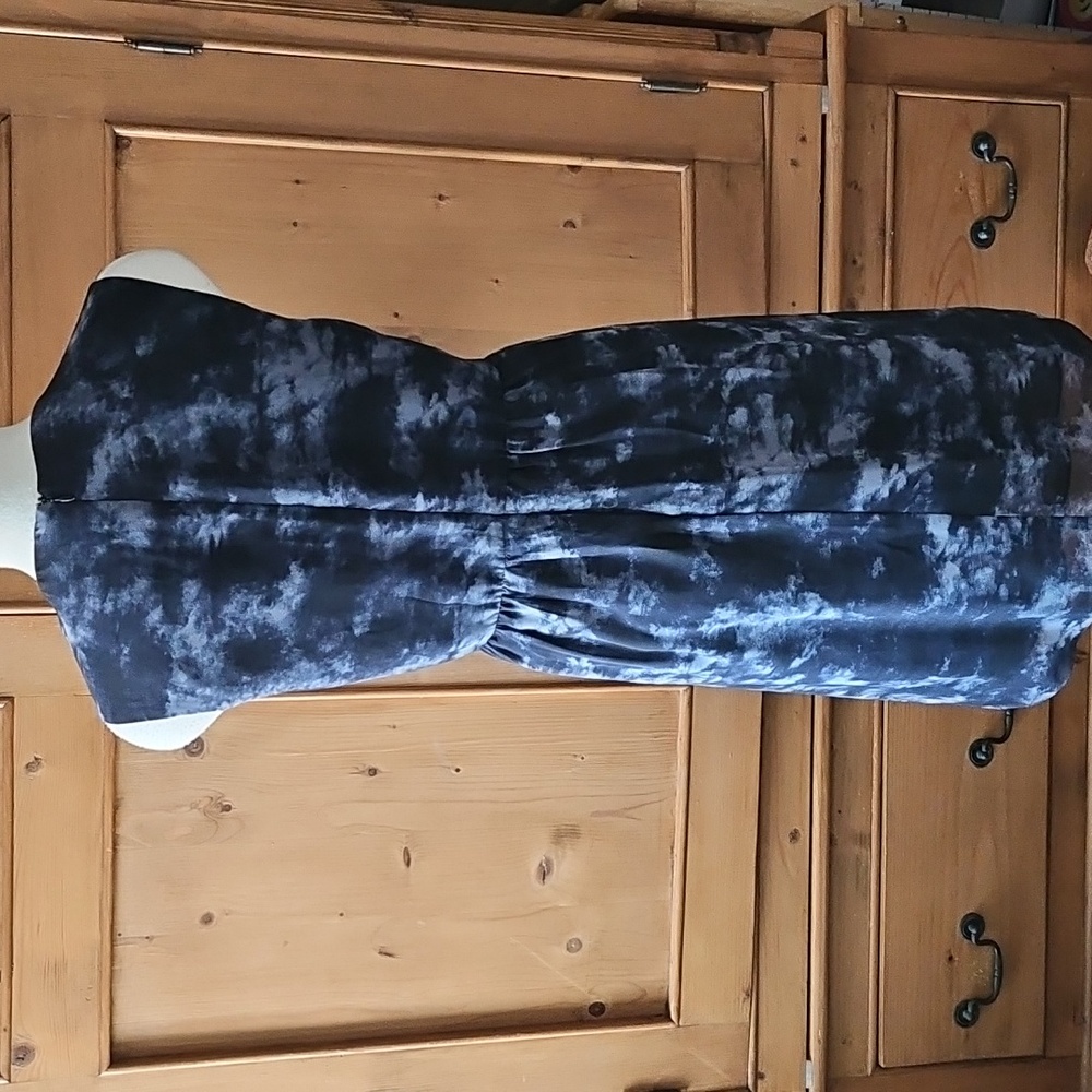 Cold Water Creek Cloud Print Chiffon Dress Black/ Grey Size 12 P - Picture 3 of 7